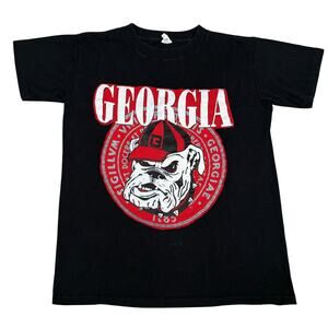 Vintage 90s Georgia Bulldogs T-Shirt Black UGA Mascot Dog Single Stitch Small